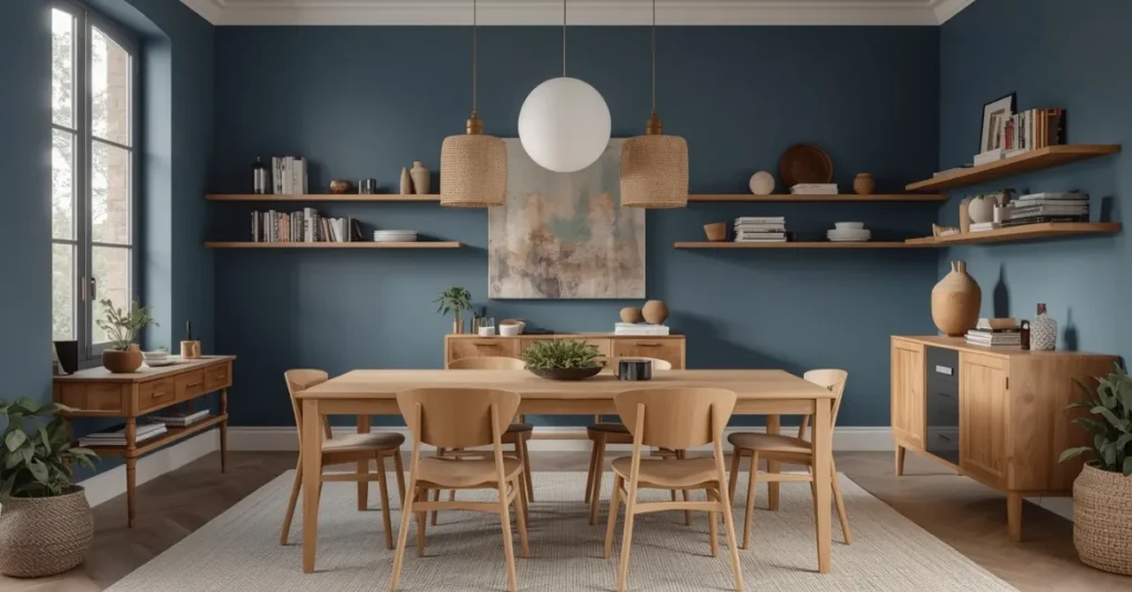 Blue and Natural Wood Combination