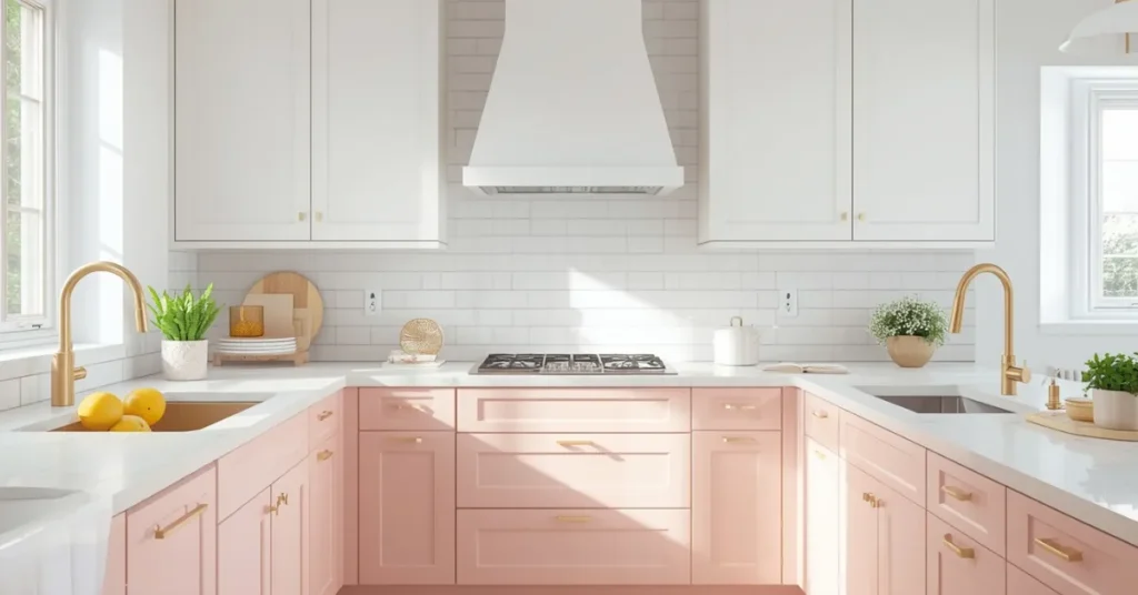Blush Pink and White – Two Tone Kitchen Cabinets with Personality
