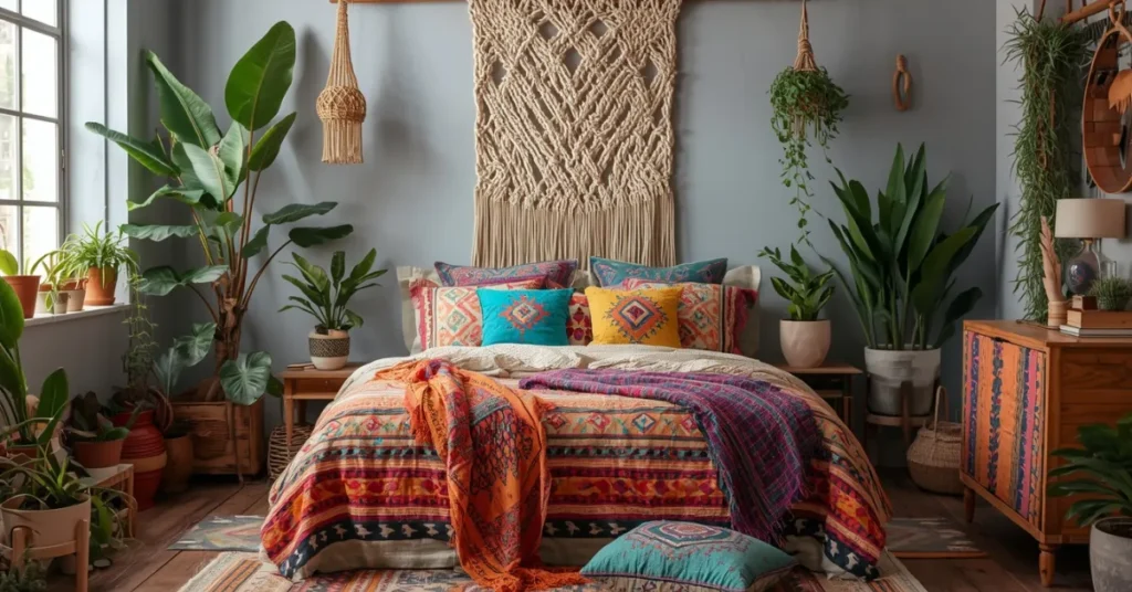 Bohemian Bedroom Full of Pattern and Color