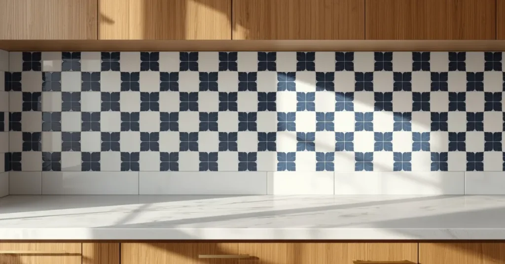 Bold Navy and White Patterned Tiles