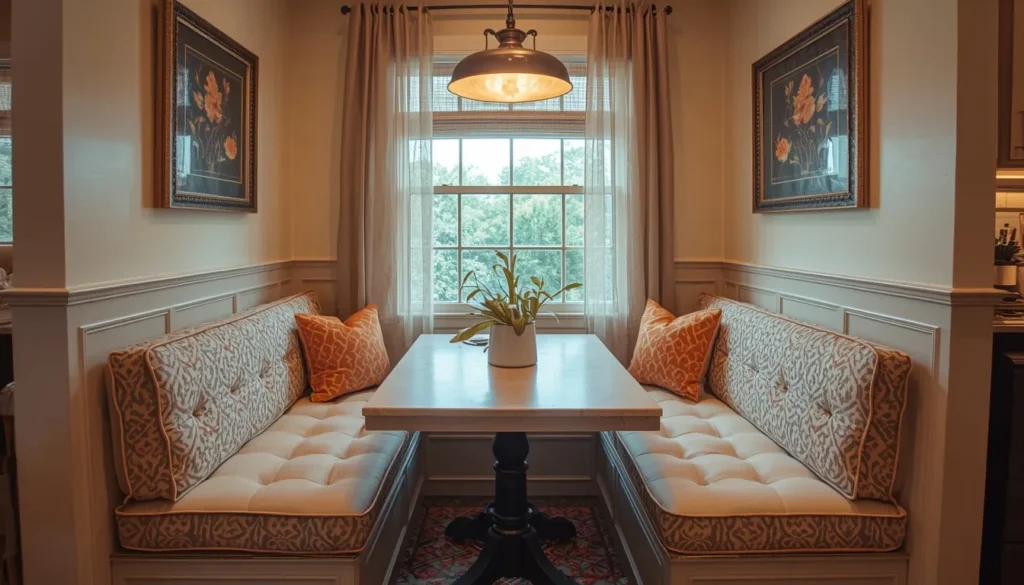 Built-In Banquette with a Fixed Table for a Cozy Nook