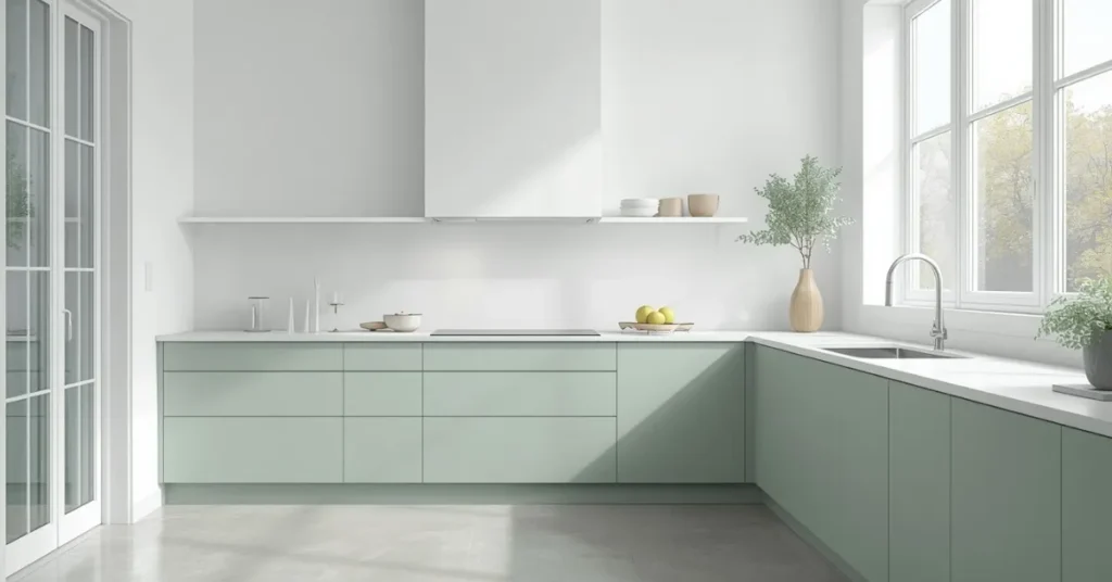 Celadon Green Minimalist Kitchen