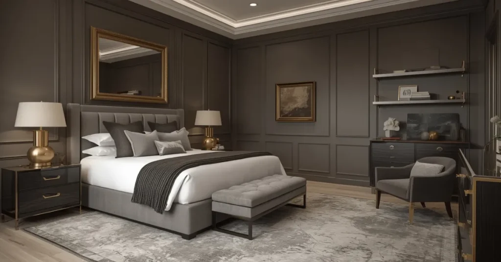 Charcoal Gray with Gold Accents