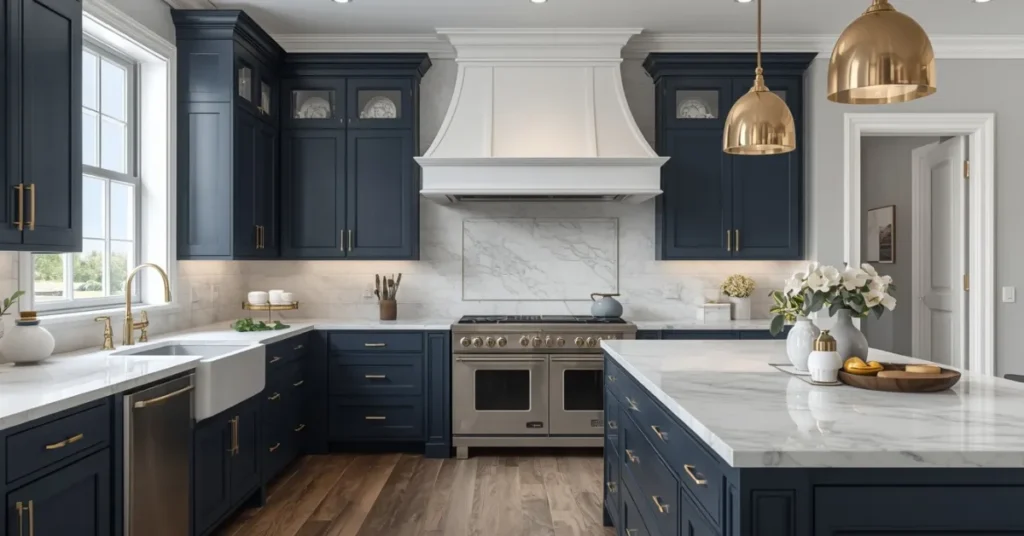 Classic Navy Blue Kitchen Cabinets