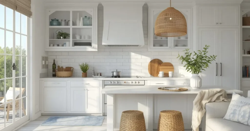 Coastal-Inspired White Cabinets