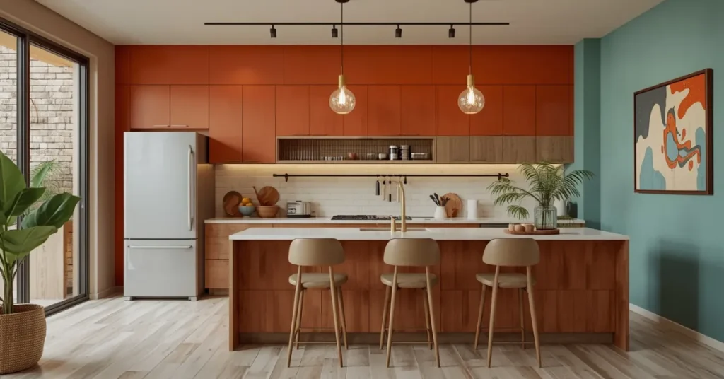 Colorful Mid Century Accent Walls