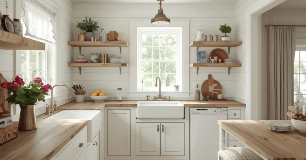 Cottage Kitchen with Shiplap Walls