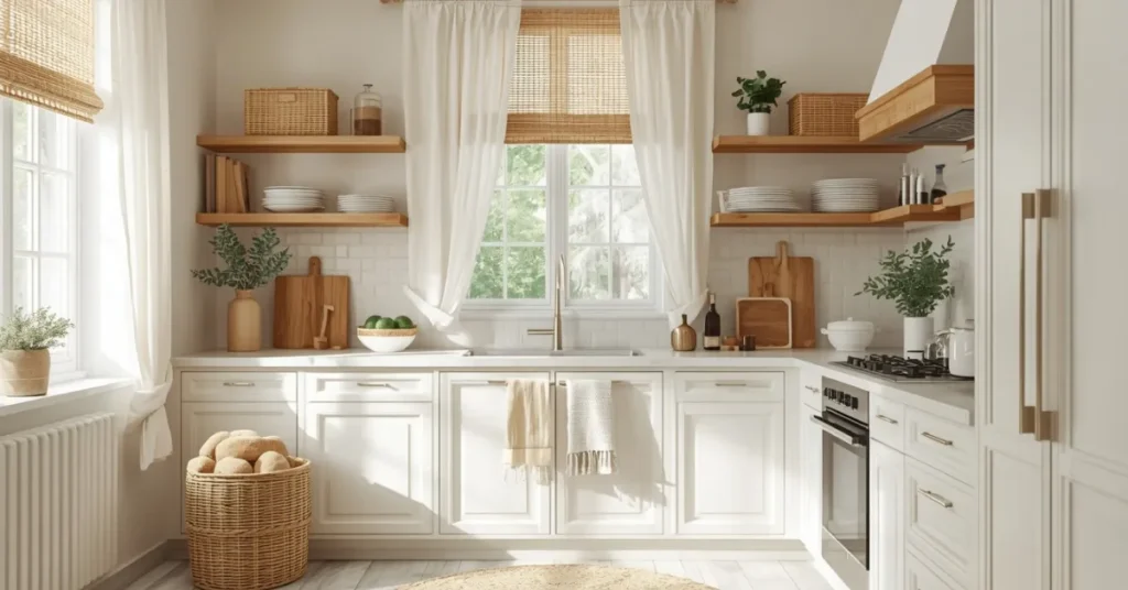 Cozy White Kitchen with Soft Textures