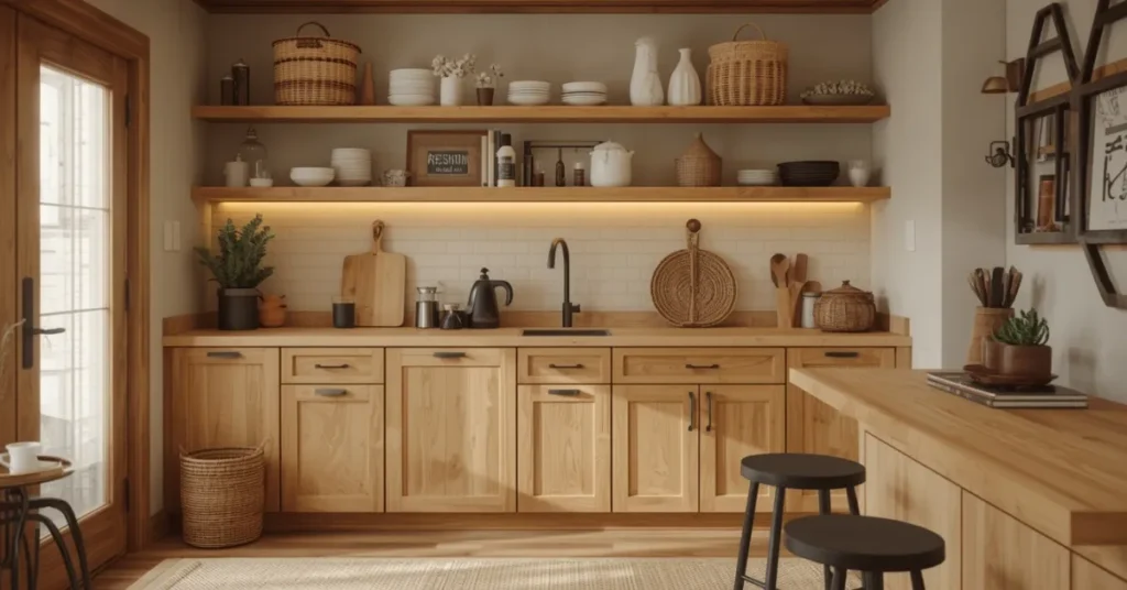 Cozy Wood-Tone Kitchenette