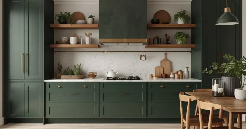 Dark Green Cabinets for a Nature-Inspired Kitchen