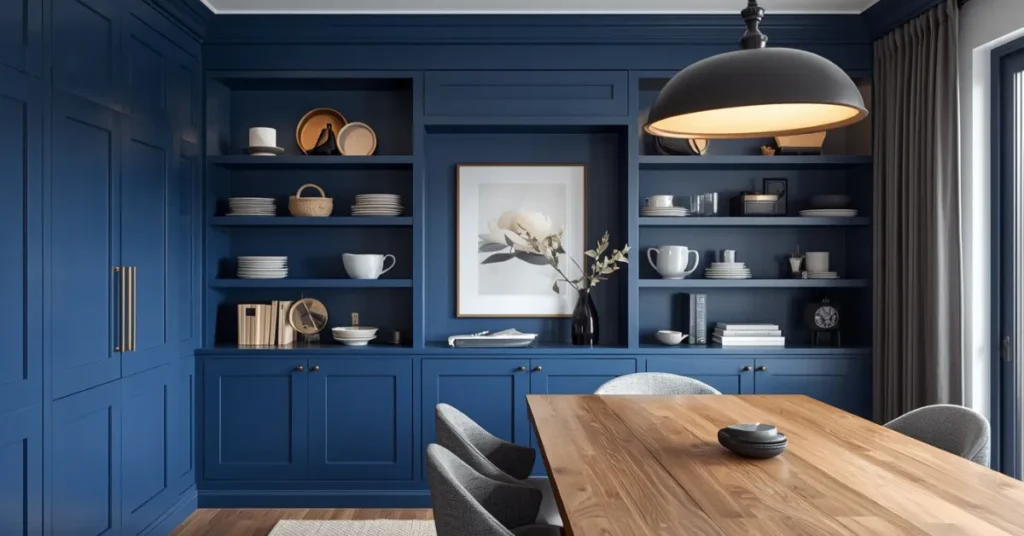 Deep Blue Built-In Cabinets