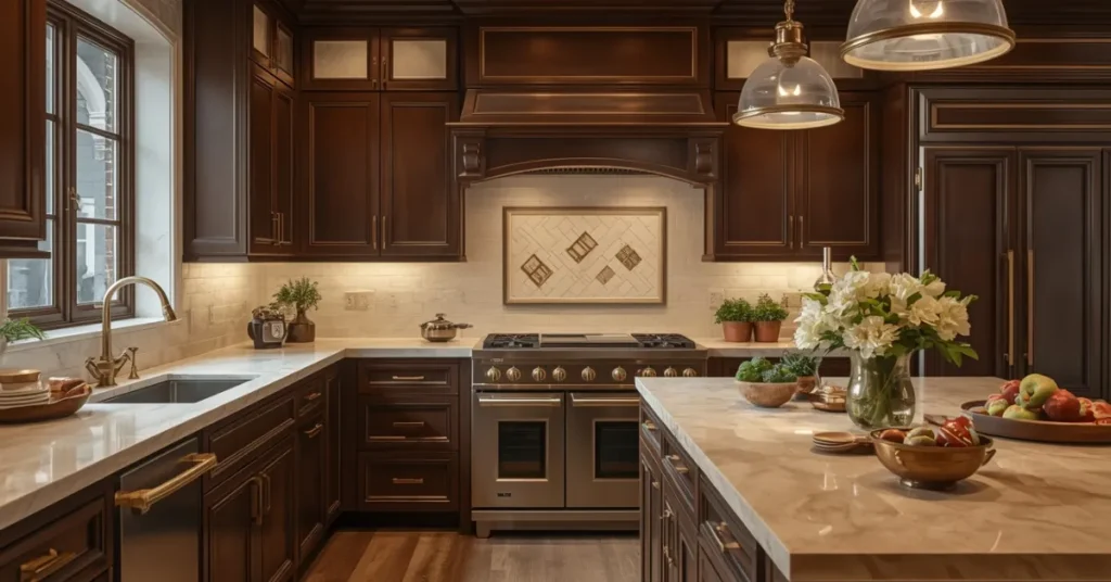 Deep Brown Cabinets for Warmth and Elegance