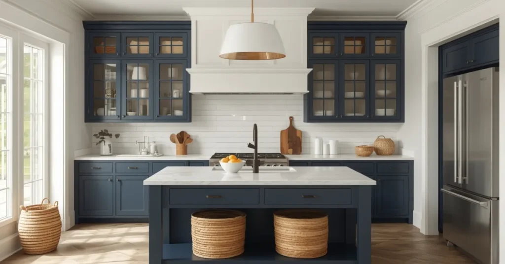 Deep Navy Cabinets with a Coastal Feel