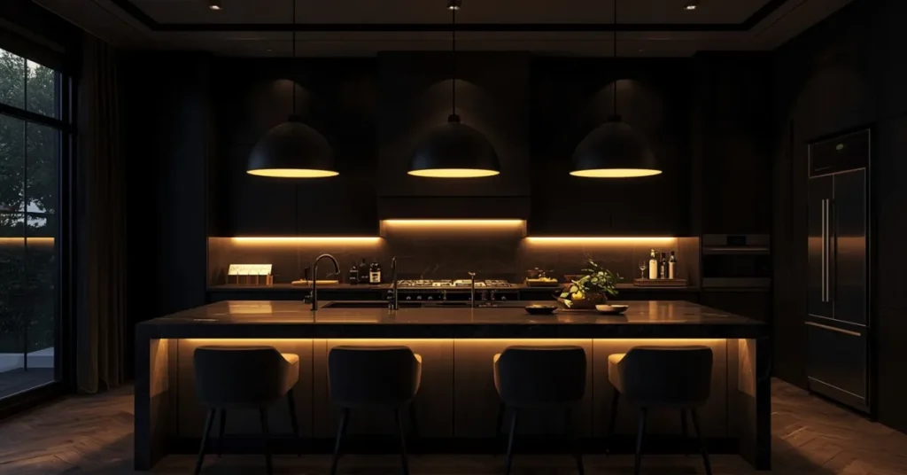 Dramatic Kitchen Lighting