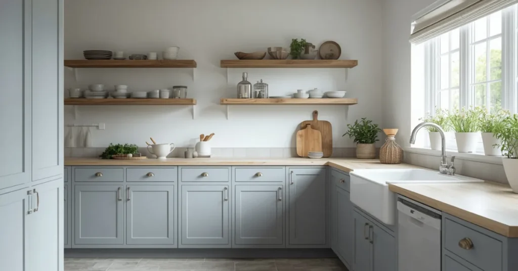 Dusky Blue-Gray for a Coastal, Calm Kitchen