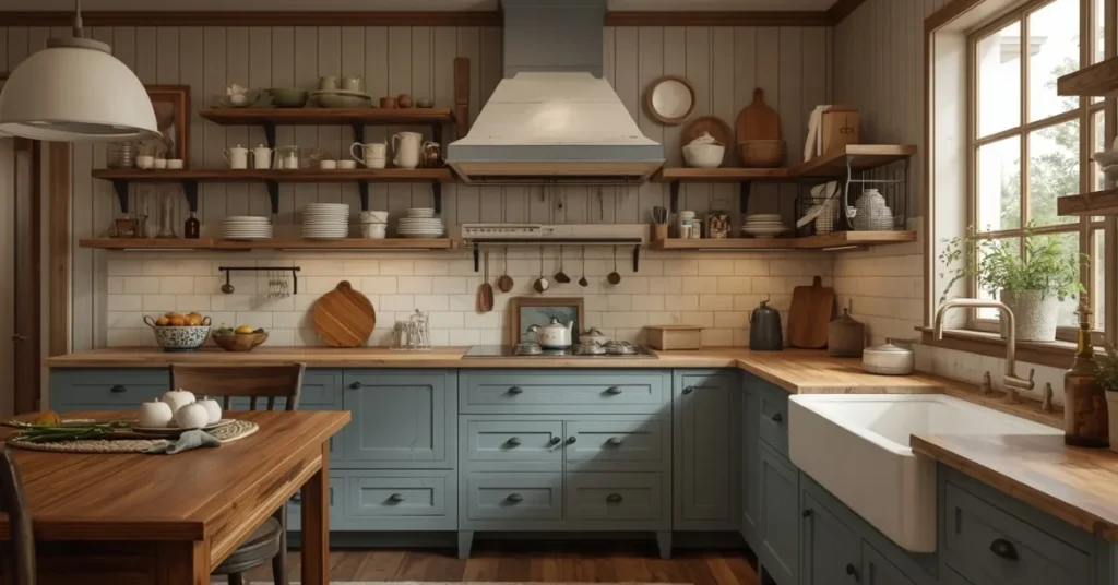 Dusty Blue Farmhouse Kitchen