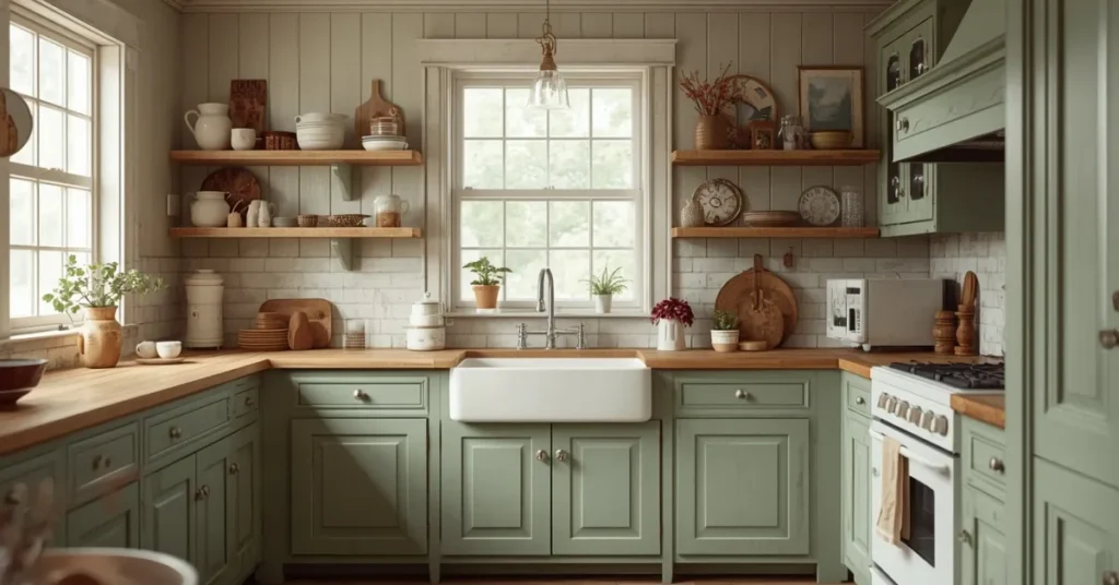  Dusty Green Vintage Kitchen Style