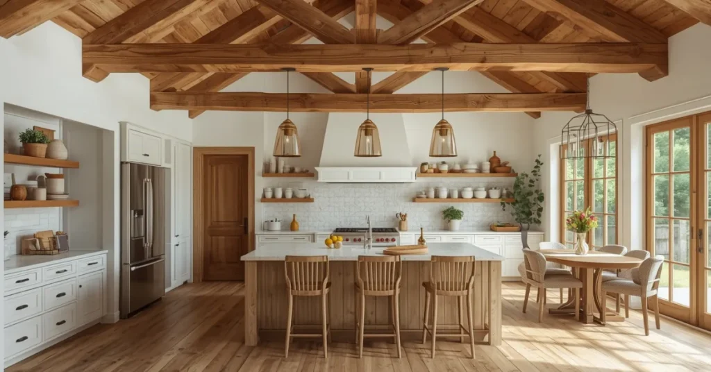 Exposed Wooden Ceiling Beams