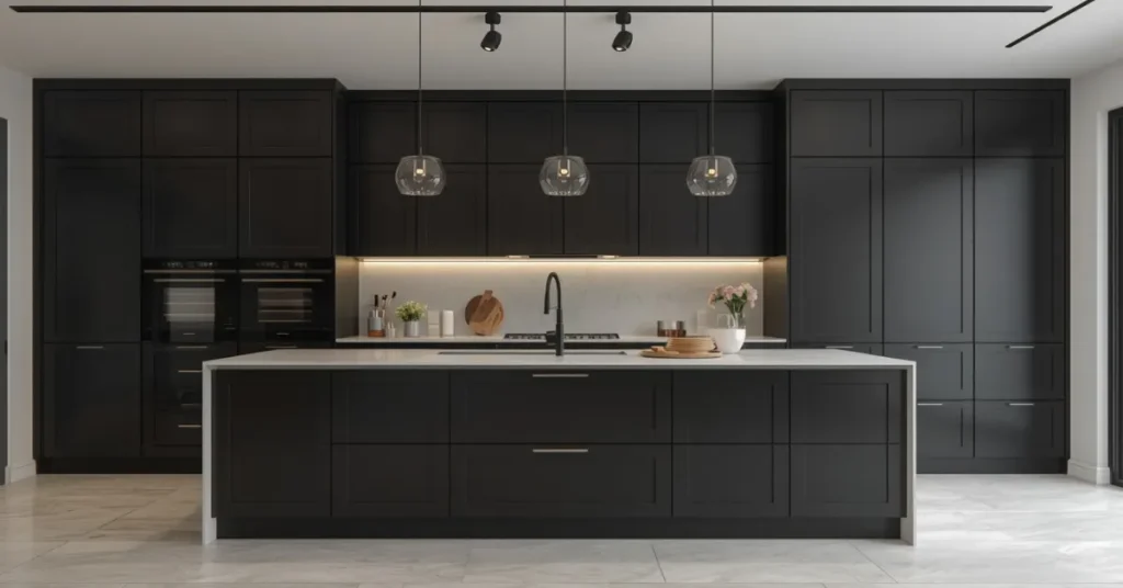 Floor-to-Ceiling Black Cabinetry