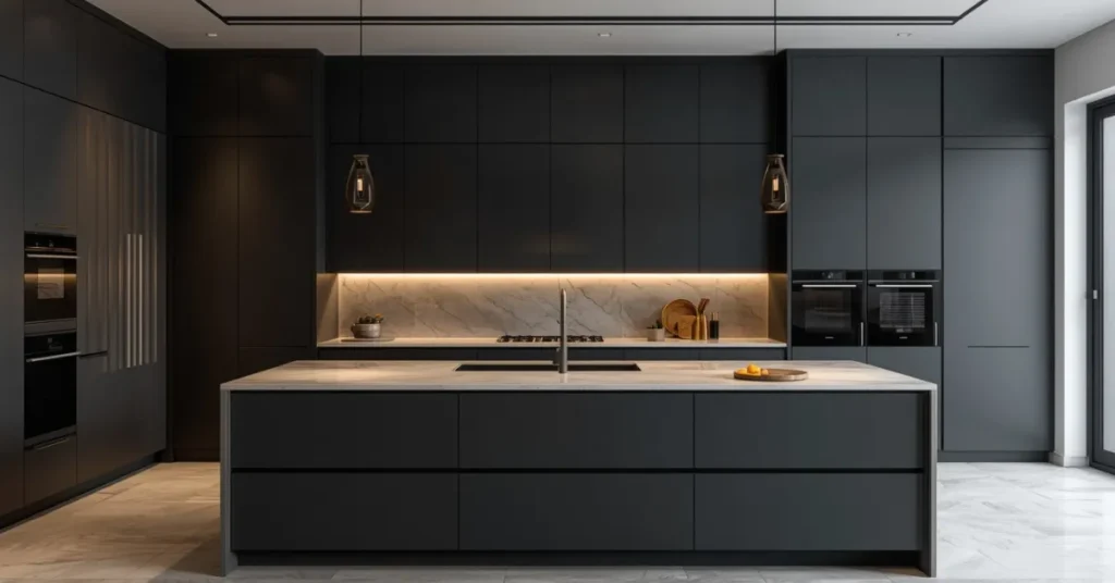 Floor-to-Ceiling Dark Cabinets