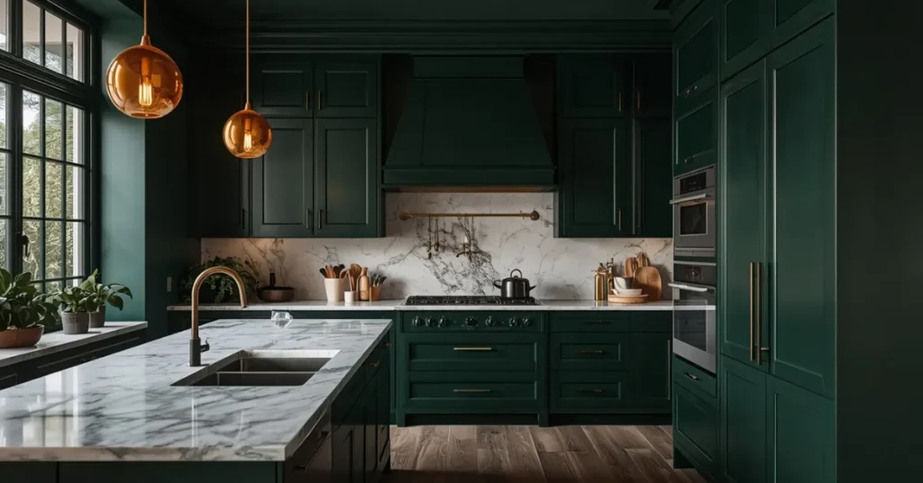 Forest Green for a Moody, Luxurious Kitchen