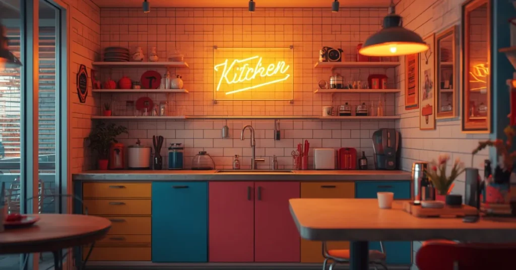 Funky Neon Kitchen Signs