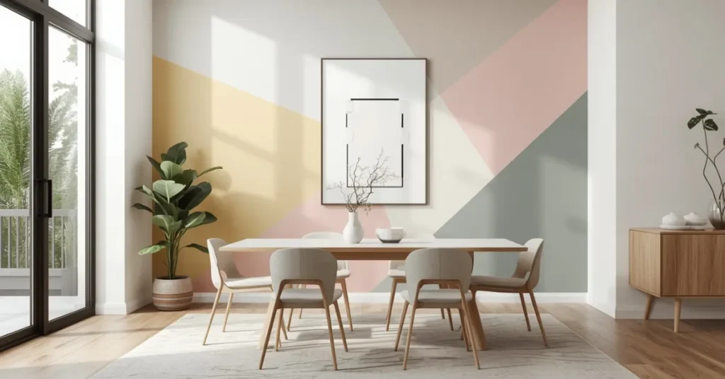 Geometric Painted Shapes Wall