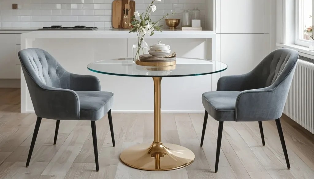 Glass-Top Kitchen Table to Open Up a Tight Space
