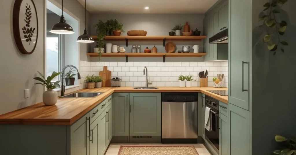 Green Accent Kitchenette