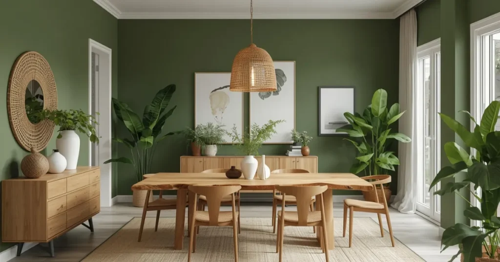  Green and Natural Wood Combination