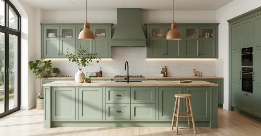 Green Kitchen Island for Fresh and Calming Spaces