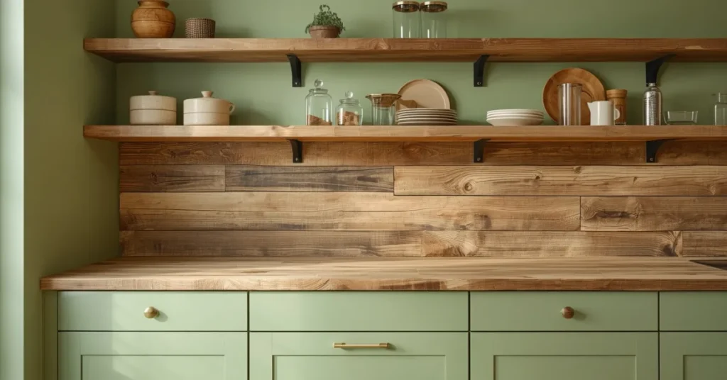 Green Kitchen with Sustainable Reclaimed Wood