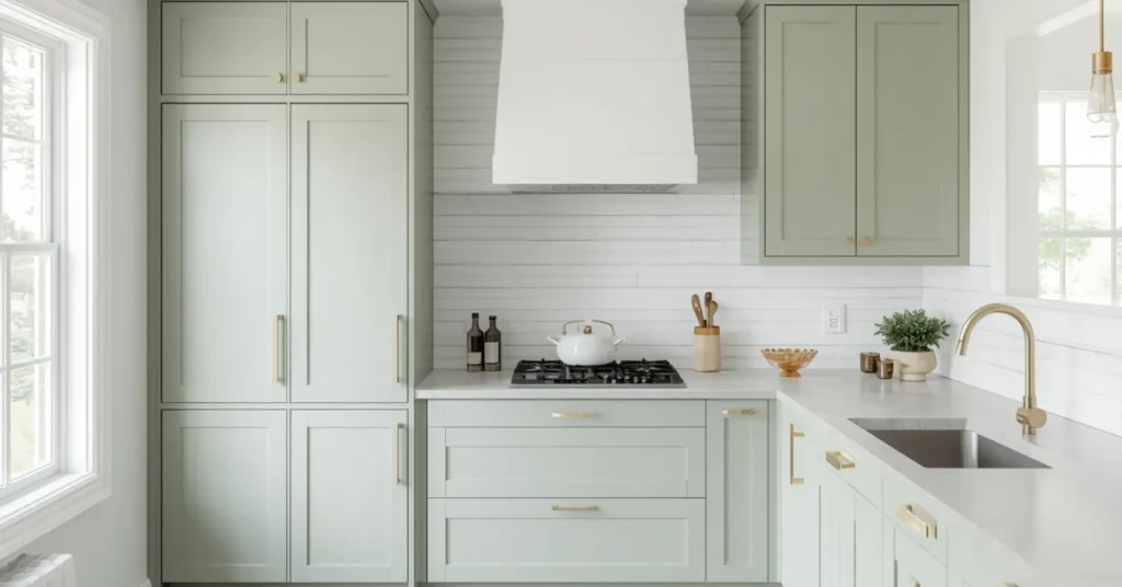 Green Shaker-Style Cabinet Kitchen