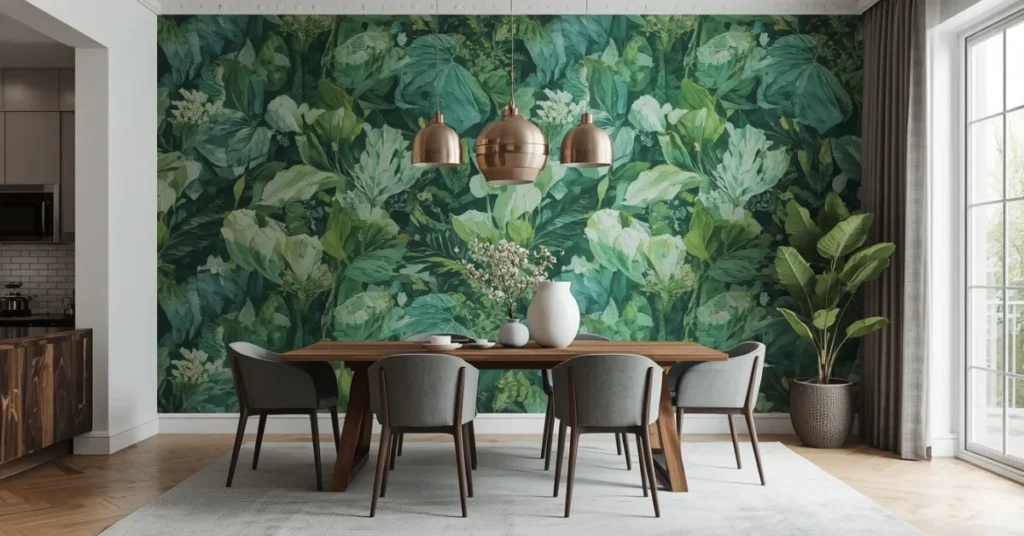 Green Wallpaper Feature Wall