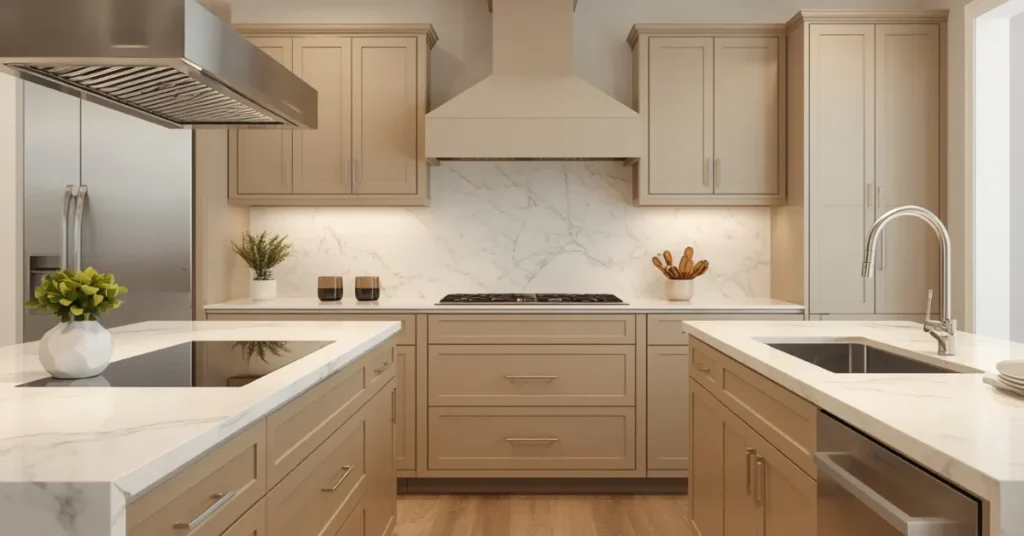 Greige (Gray-Beige) Cabinets for an Easy, Versatile Kitchen