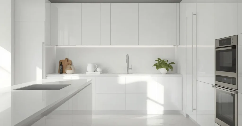 High-Gloss White Cabinets for Contemporary Homes