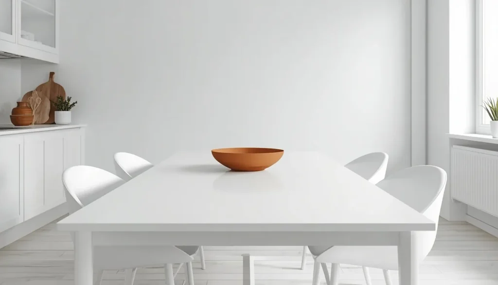 High-Gloss White Table for a Sleek, Scandinavian Feel