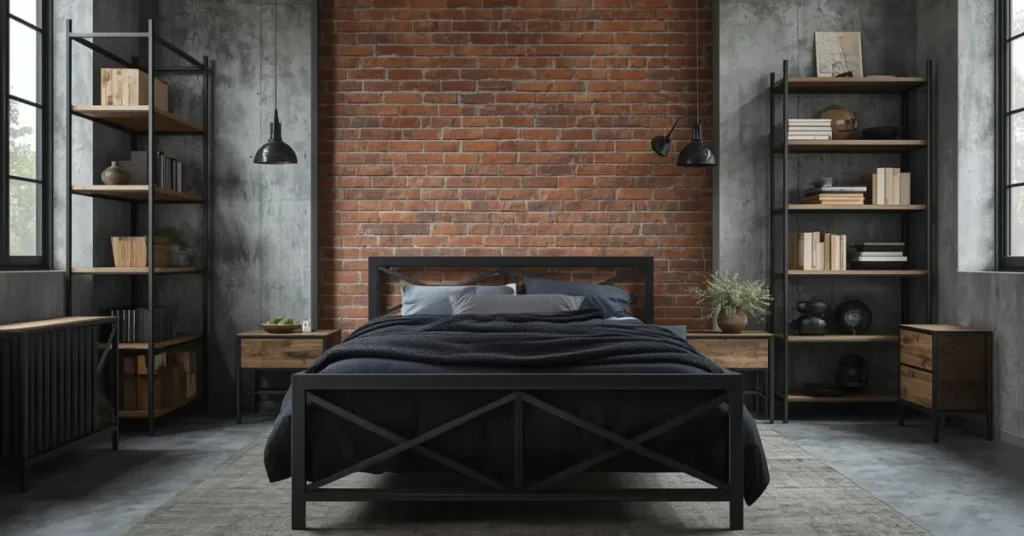  Industrial Bedroom with Metal Accents