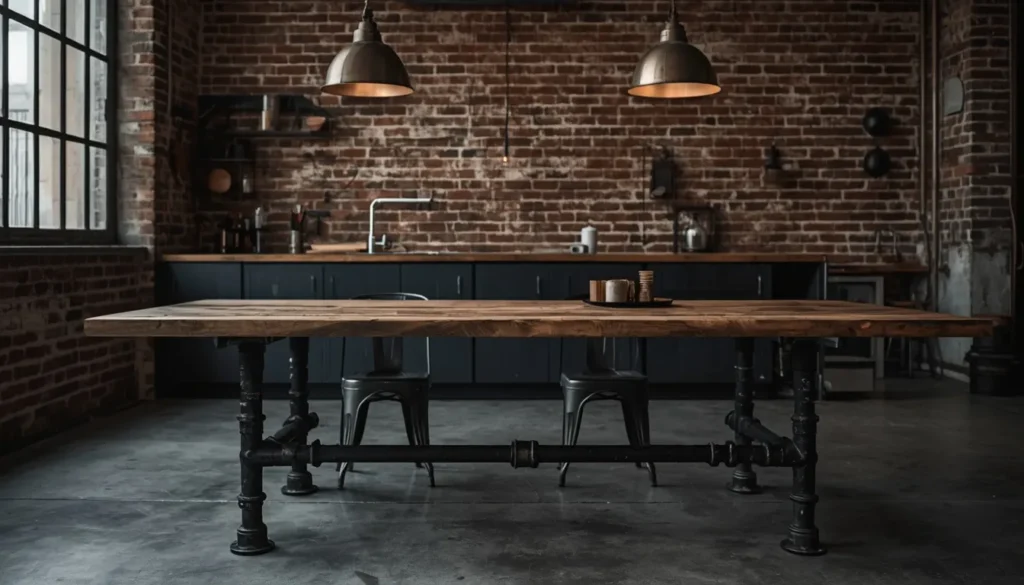 Industrial Pipe-Leg Table for an Edgy Urban Kitchen