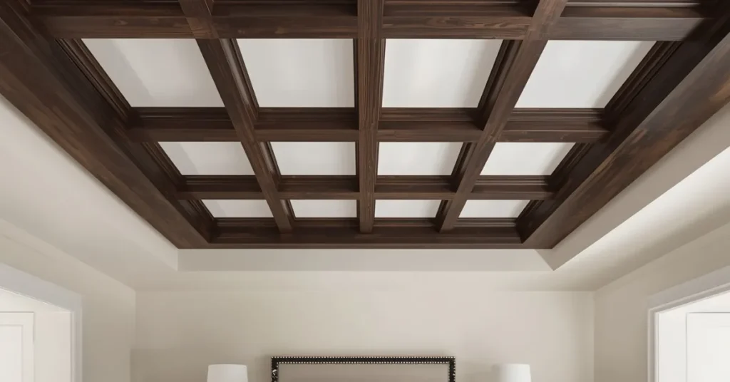Install Wooden Ceiling Beams or a Coffered Ceiling