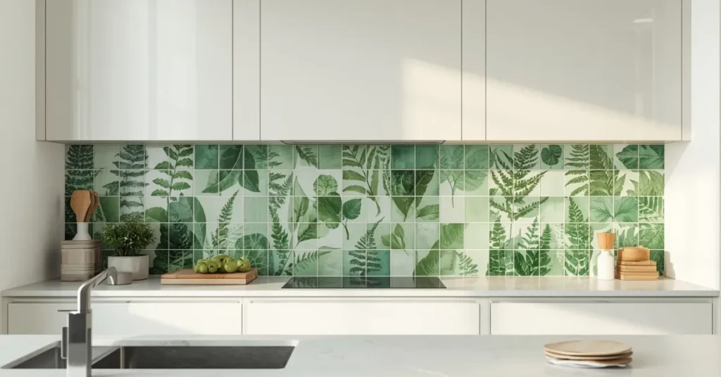 Leafy Green Botanical Backsplash Tiles