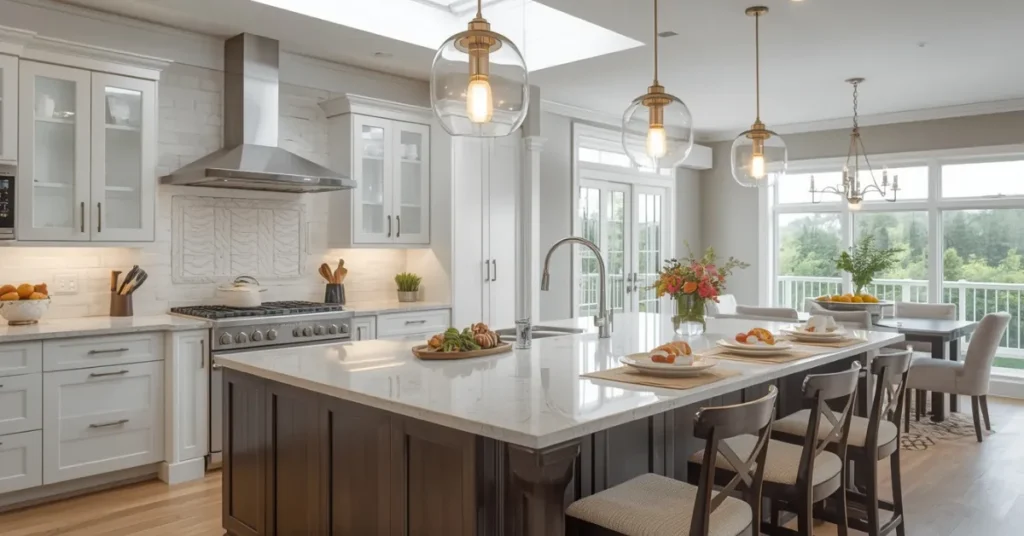 Kitchen Island with Breakfast Bar and Overhang