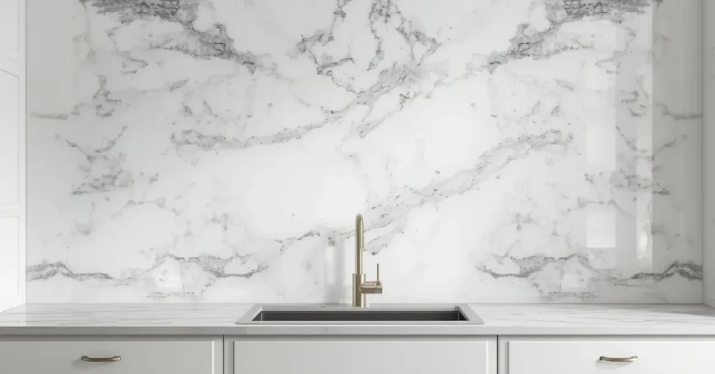 Large-Format Marble Backsplash