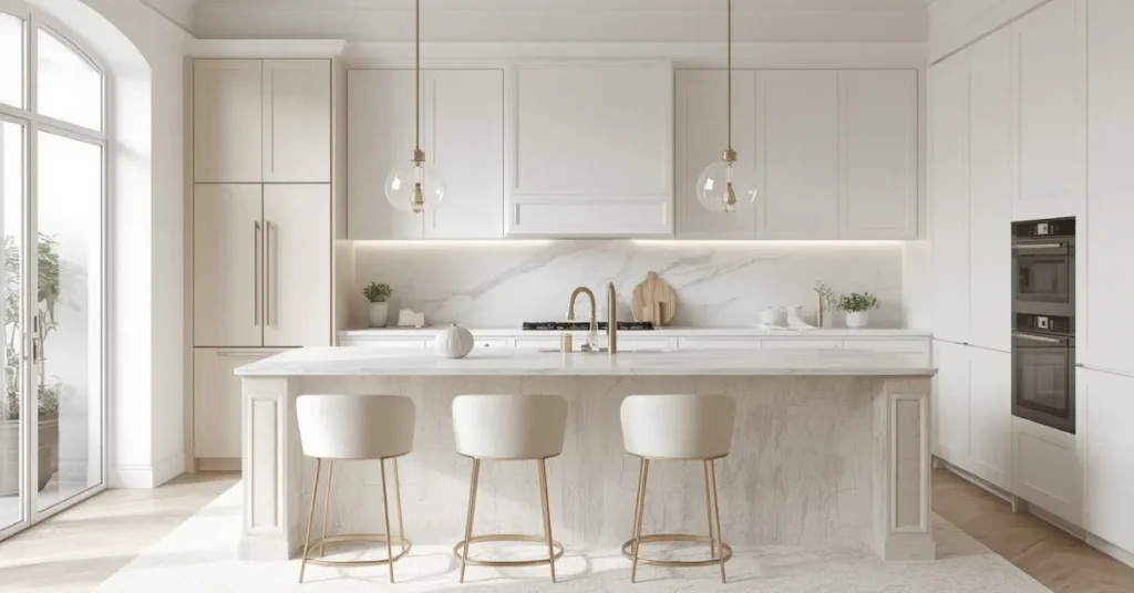 Layered White-on-White Kitchen Styling