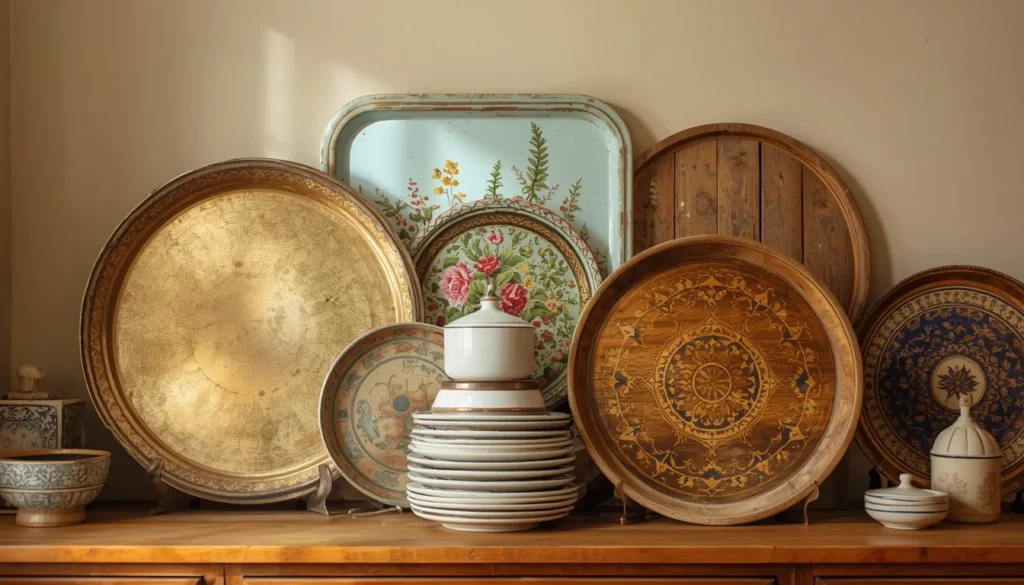  Lean a Collection of Vintage Trays
