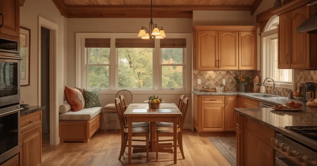 Maple Cabinets in an Eat-In Kitchen