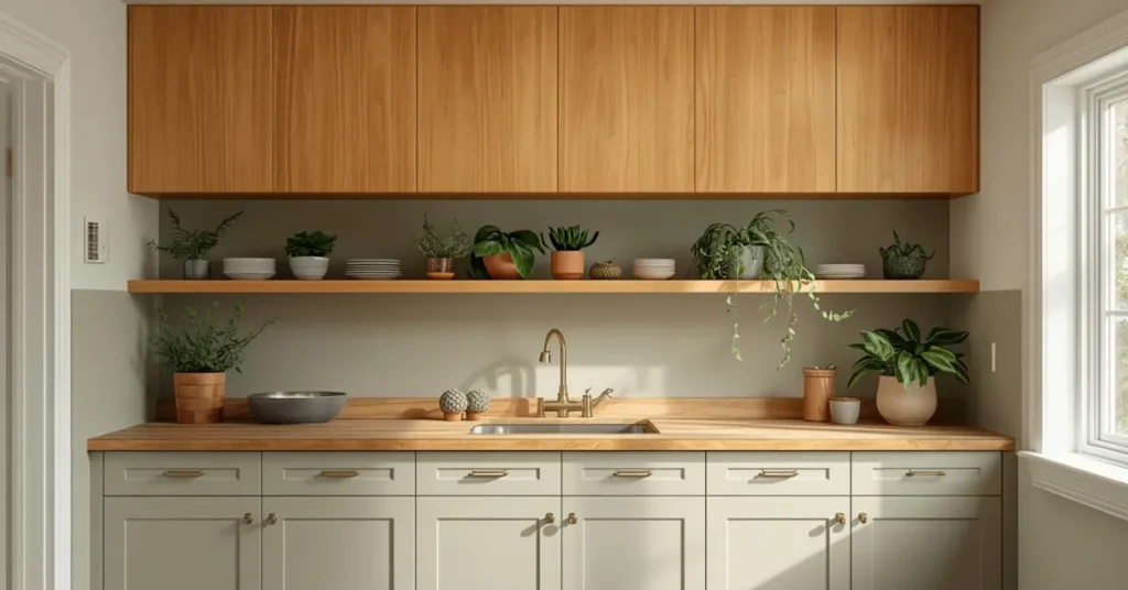 Maple Cabinets with Sage Green Accents
