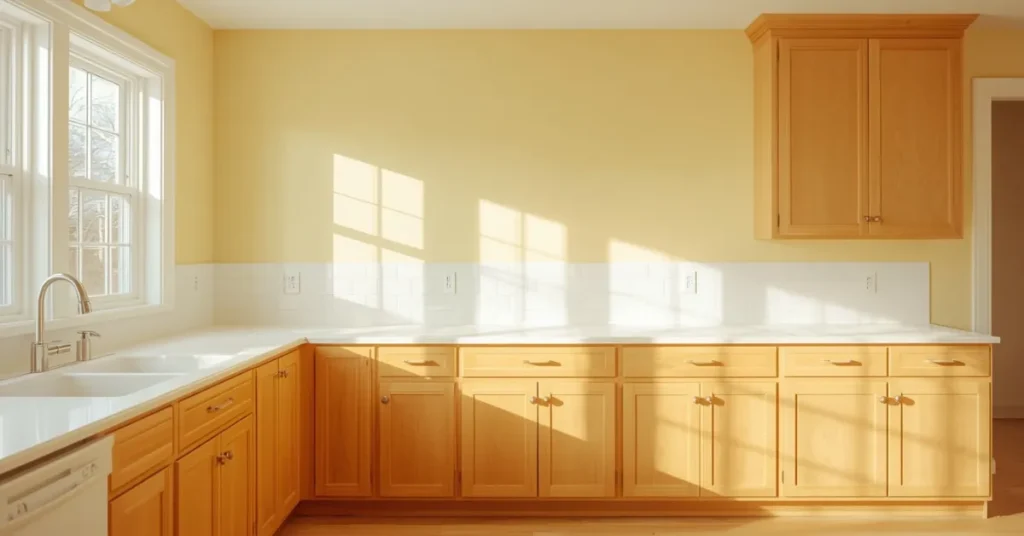 Maple Cabinets with Soft Yellow Walls