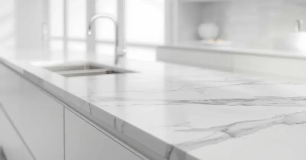 Marble Countertops with White Cabinetry