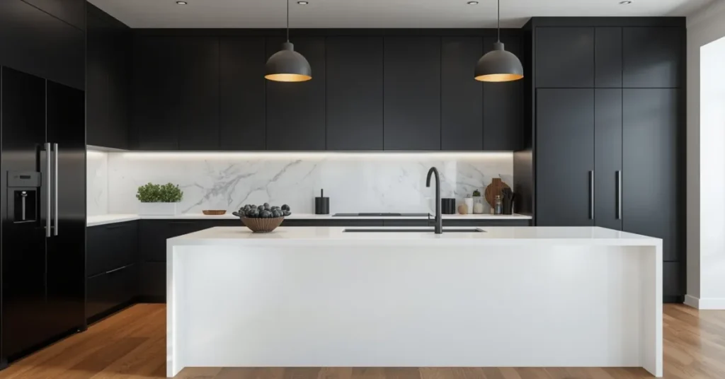 Matte Black Cabinet Kitchen